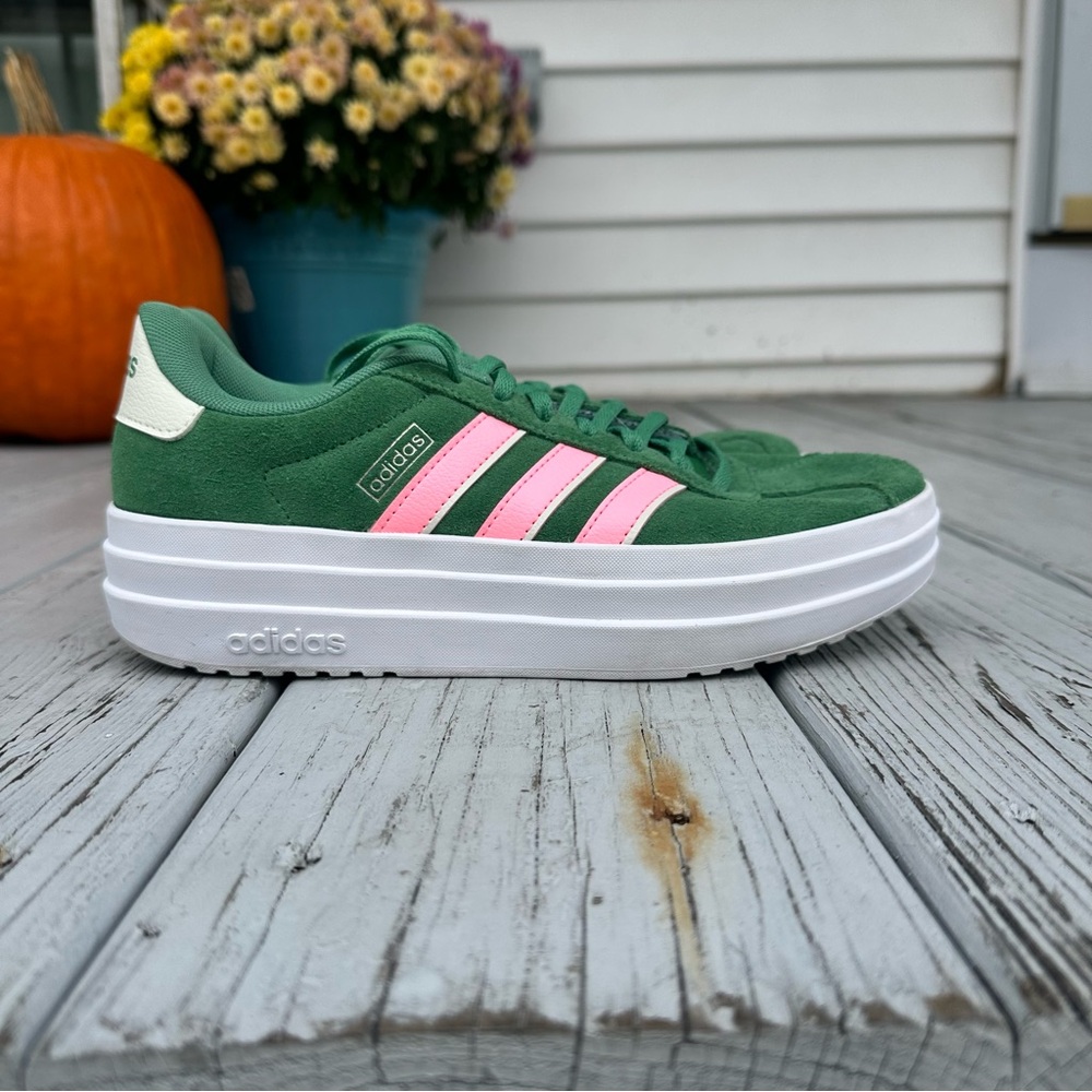 Adidas VL Court Bold Sneaker Pink and Green size 7 - Picture 3 of 10